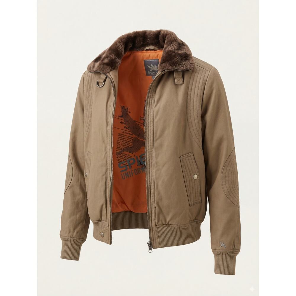 Spiewak Vintage G1 Flight Jacket Tan Faux Fur Bomber G-1 Thinsulate Coat Large